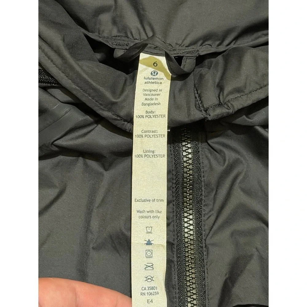 Lululemon Black Half Zip Hooded Windbreaker Jacket Mesh Vented Womens‎ Size 6